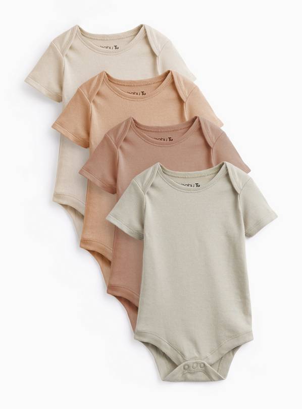 Brown Shades Short Sleeve Bodysuits 4 Pack 6-9 months